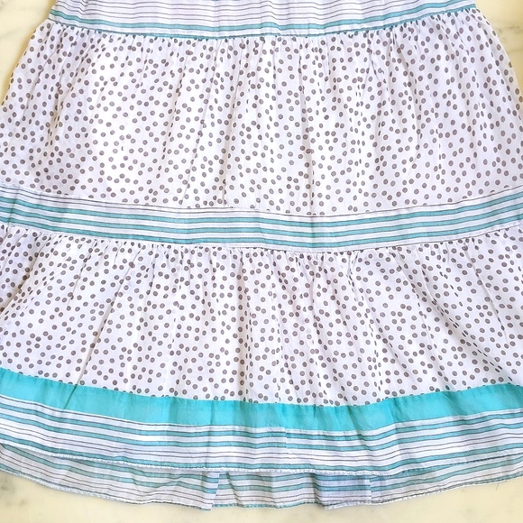 NWOT. Limited Too 100% Cotton Lined Sleeveless/Ruffle Dress w/polka dot & stripe - Picture 4 of 6